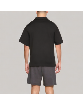 Cotton Patchwork Contrast Color Polo Shirt 
