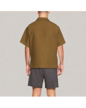 Half Zip Three Dimensional Pocket Short Sleeved Polo Shirt 