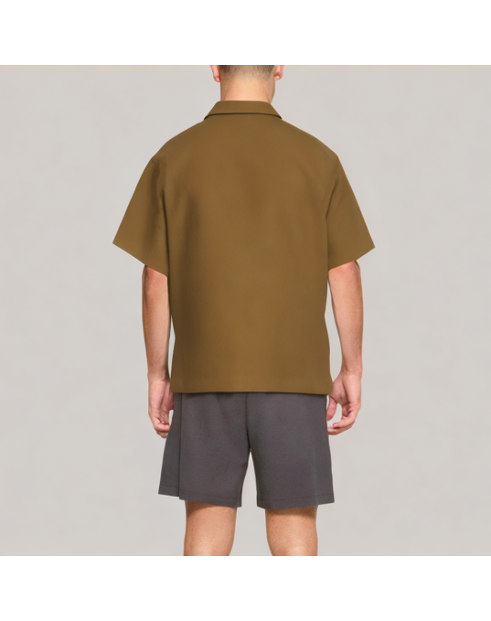Half Zip Three Dimensional Pocket Short Sleeved Polo Shirt 