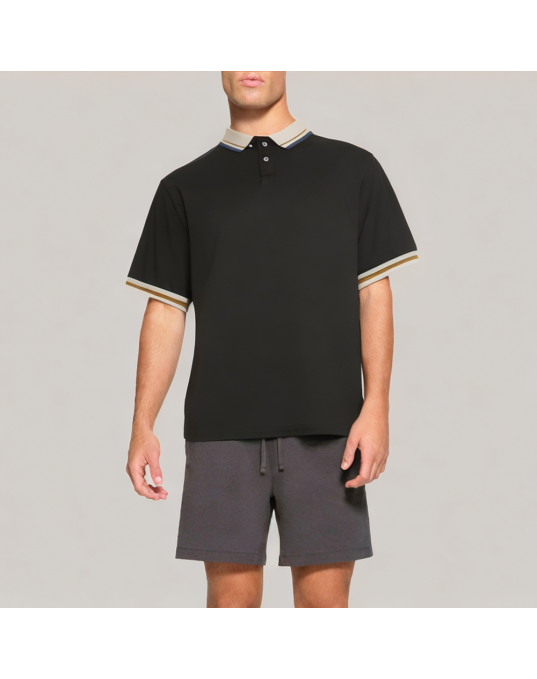 Summer College Style Contrast Color Short Sleeve POLO Shirt 