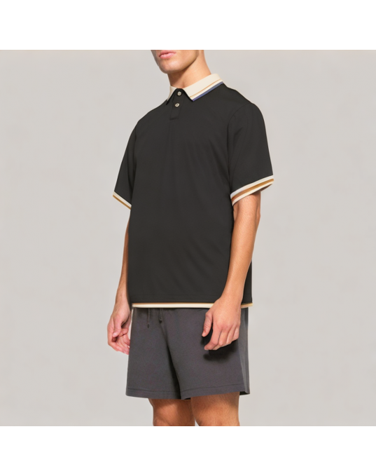 Summer College Style Contrast Color Short Sleeve POLO Shirt 