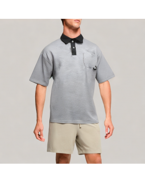 Men's Color Blocked Lapel Short Sleeved Polo Shirt