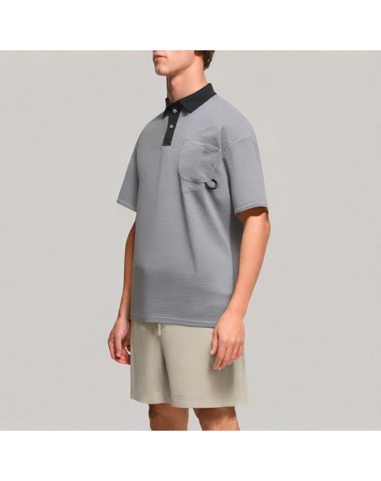Men's Color Blocked Lapel Short Sleeved Polo Shirt