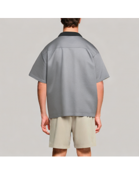 Men's Color Blocked Lapel Short Sleeved Polo Shirt