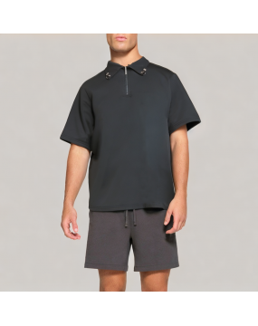 Men's Metal Zipper Short sleeved POLO Shirt 