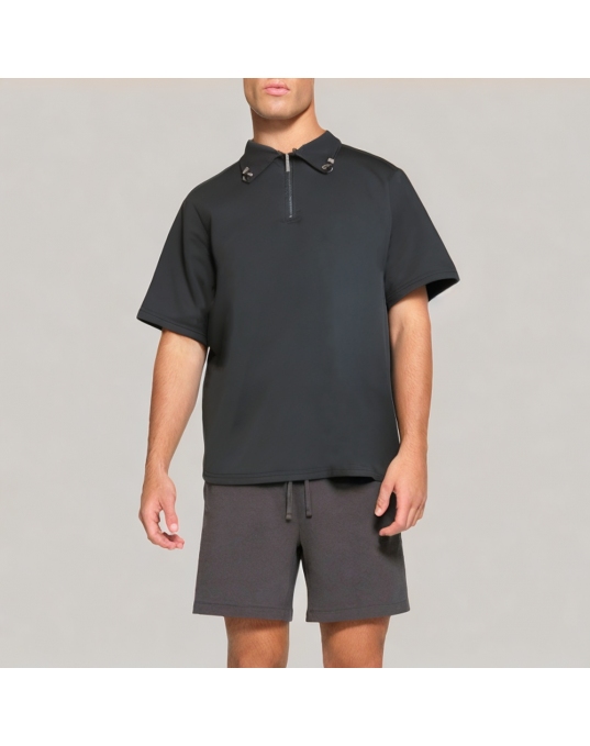 Men's Metal Zipper Short sleeved POLO Shirt 