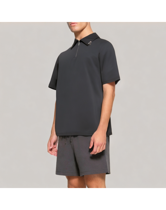 Men's Metal Zipper Short sleeved POLO Shirt 