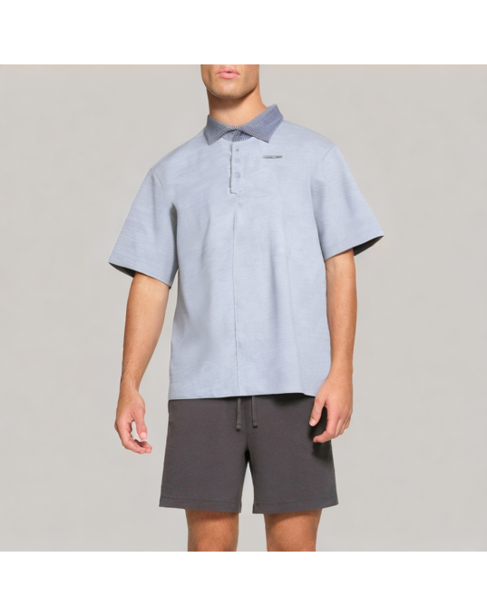 Contrasting Plaid Polo Shirt 