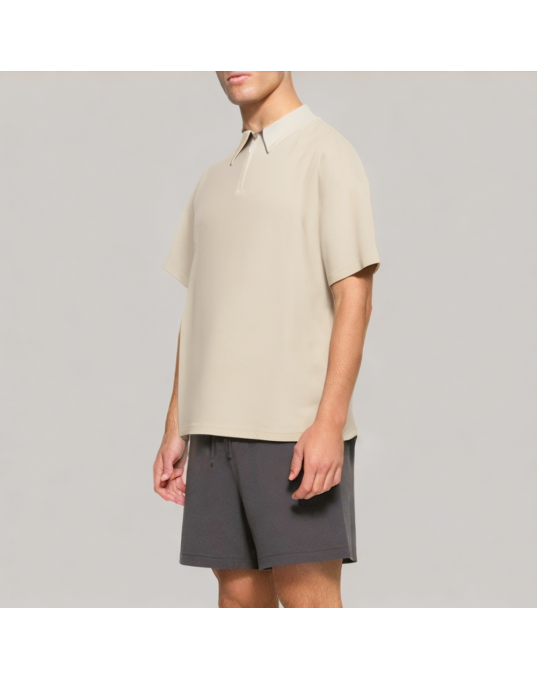 Casual Solid Color Half Zip Polo Shirt 