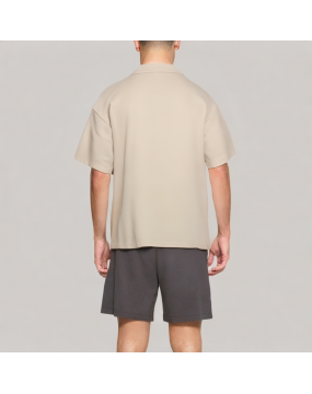 Casual Solid Color Half Zip Polo Shirt 
