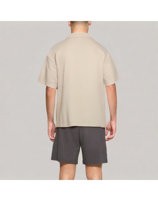 Casual Solid Color Half Zip Polo Shirt 