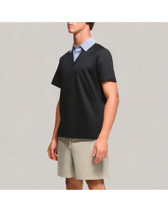 Fake Two Piece Splicing Short Sleeved Polo Shirt 