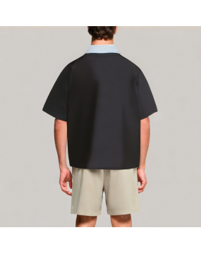 Fake Two Piece Splicing Short Sleeved Polo Shirt 