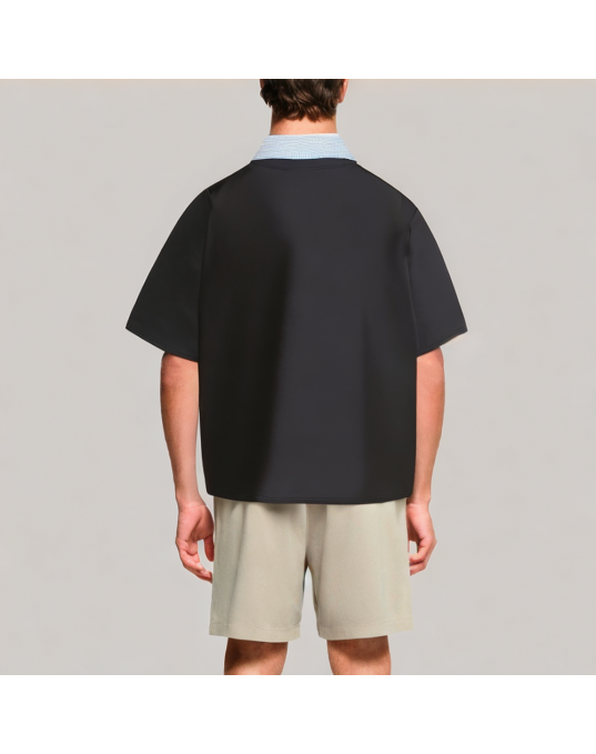 Fake Two Piece Splicing Short Sleeved Polo Shirt 