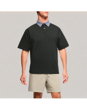 Men's Button Down Lapel Short Sleeved Polo Shirt 