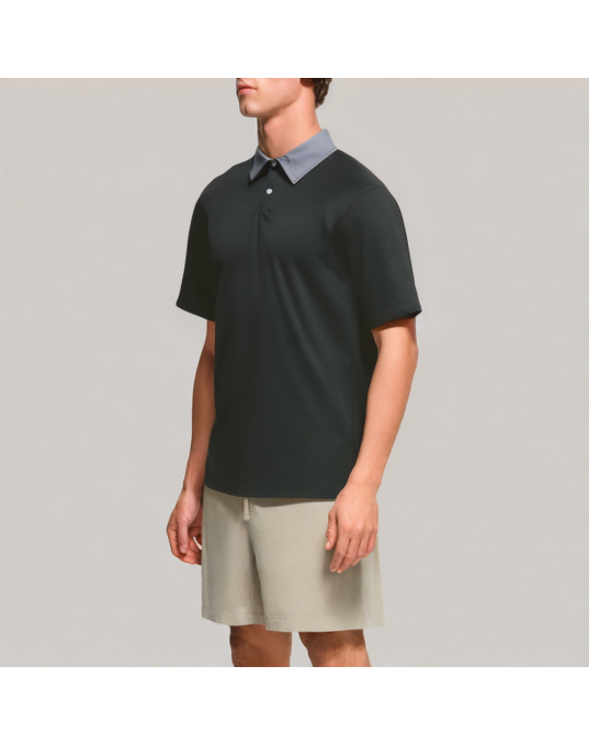 Men's Button Down Lapel Short Sleeved Polo Shirt 