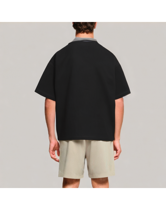 Summer Contrast Half Zip Polo Shirt 