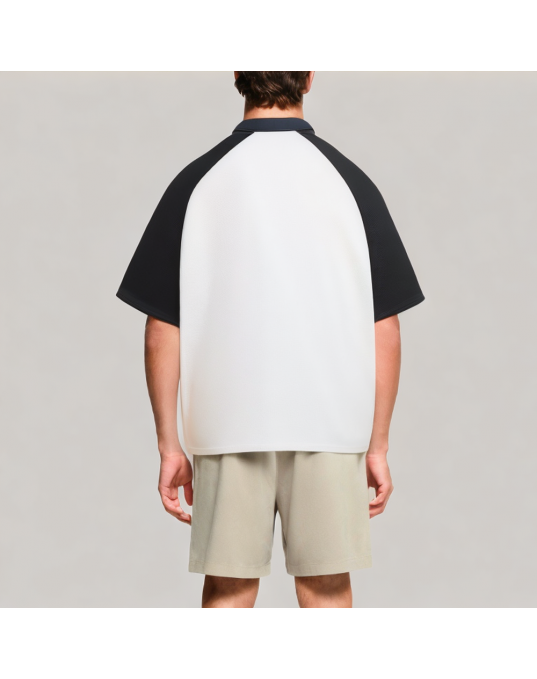 Men's Waffle Half Zip Short Sleeved POLO Shirt 