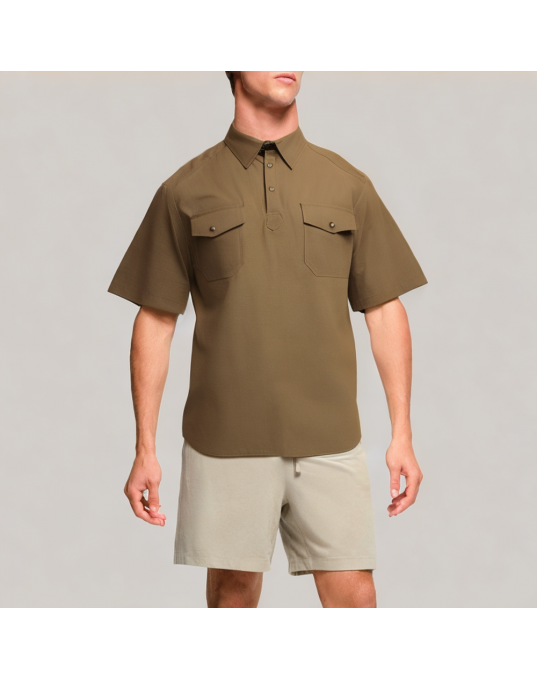 Men's Retro Solid Color Short Sleeve POLO Shirt 