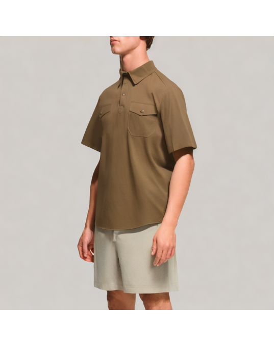 Men's Retro Solid Color Short Sleeve POLO Shirt 
