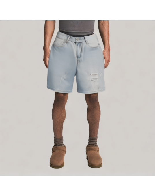 Light Blue Ripped Denim Shorts
