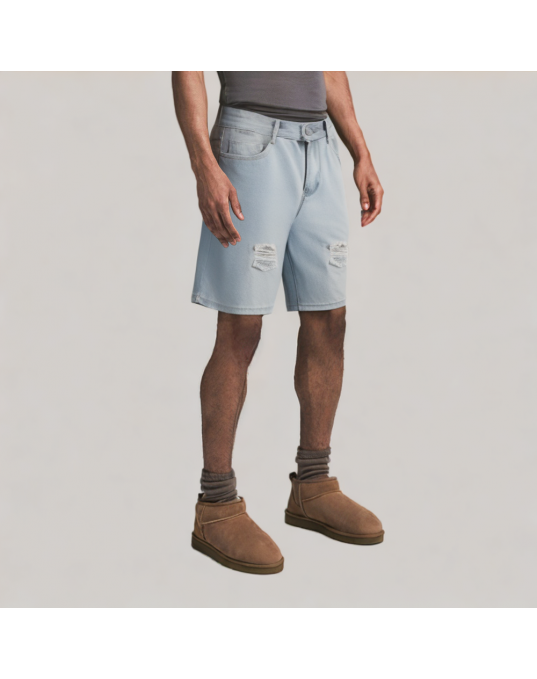 Light Blue Ripped Denim Shorts