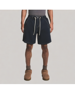Casual Denim Shorts With Visible Stitching 