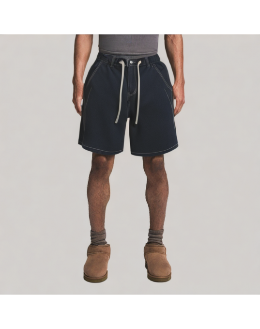 Casual Denim Shorts With Visible Stitching 