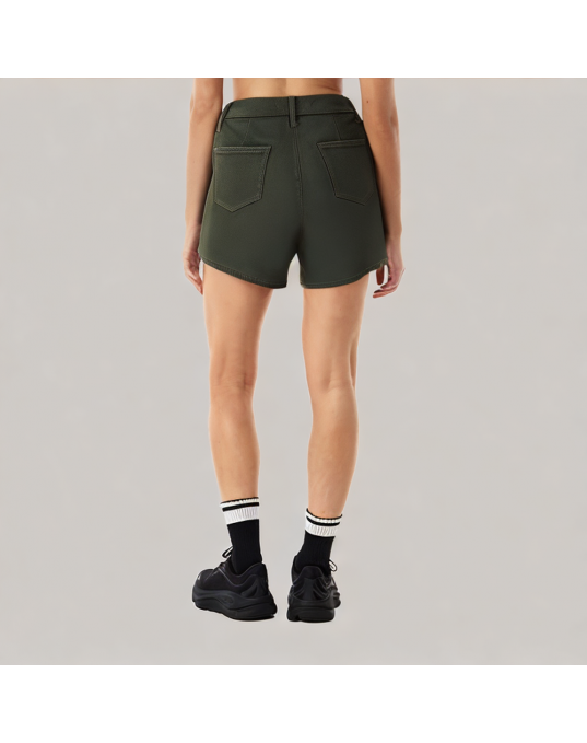 Green Denim Wide Leg Shorts 
