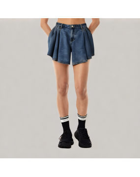 Loose Blue A Line Denim Shorts 