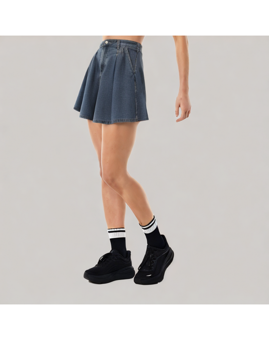 Loose Blue A Line Denim Shorts 