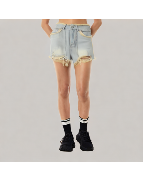 Retro Classic Ripped Raw Edge Shorts 