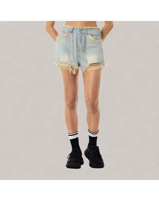 Retro Classic Ripped Raw Edge Shorts 