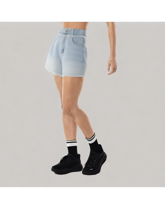 Light Colored Retro Raw Edge Denim Shorts 