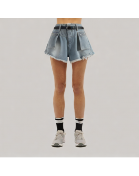 Summer Raw Edge A Line Wide Leg Shorts 