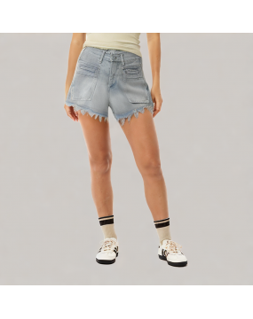 Cotton Raw Edge A Line Jeans 