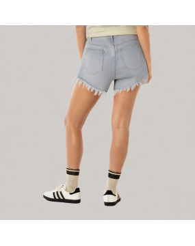 Cotton Raw Edge A Line Jeans 