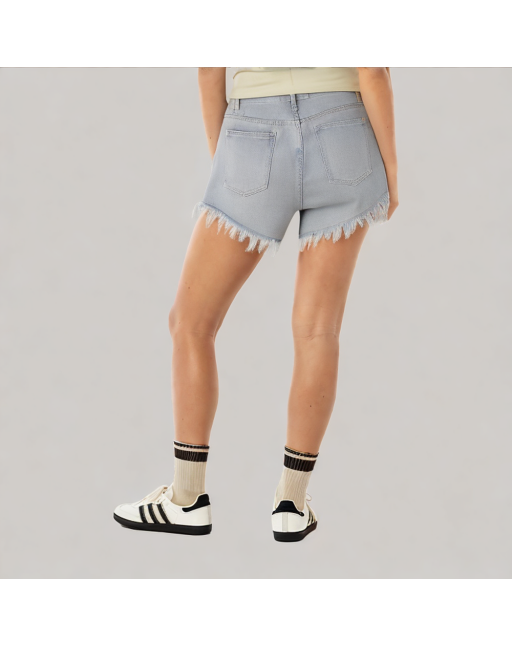 Cotton Raw Edge A Line Jeans 