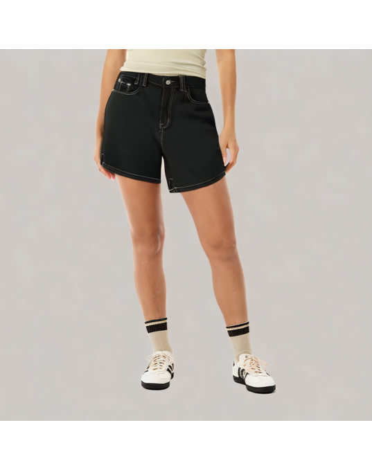 Summer Denim Shorts With Exposed Stitching 