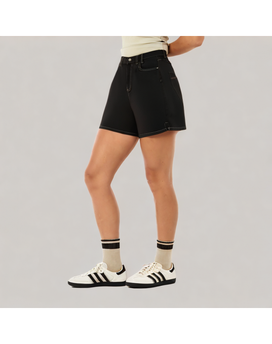 Summer Denim Shorts With Exposed Stitching 