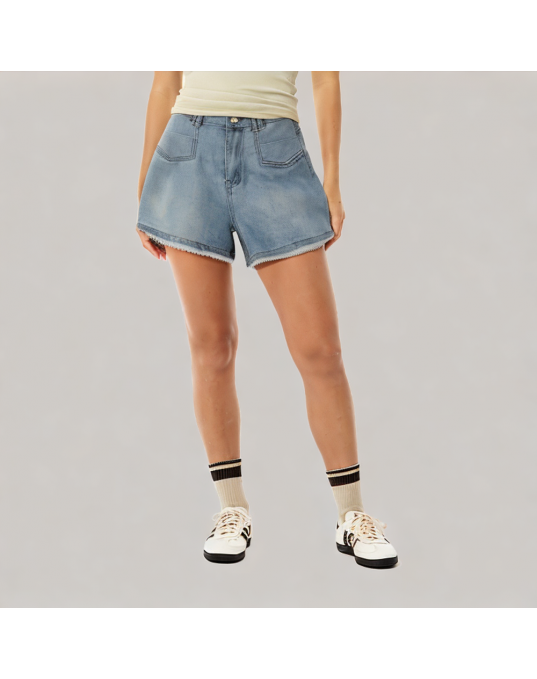 Denim Lace Shorts 