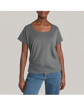 Women's Pleated Waist Short Sleeved T Shirt 