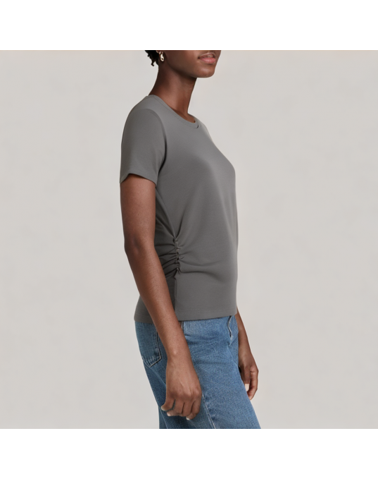Women's Pleated Waist Short Sleeved T Shirt 