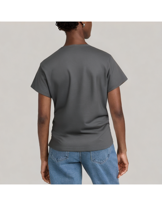 Women's Pleated Waist Short Sleeved T Shirt 