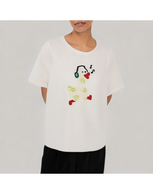 Small Flying Sleeve Round Neck Short Sleeve T Shirt 