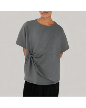 Irregular Round Neck Short Sleeved T Shirt