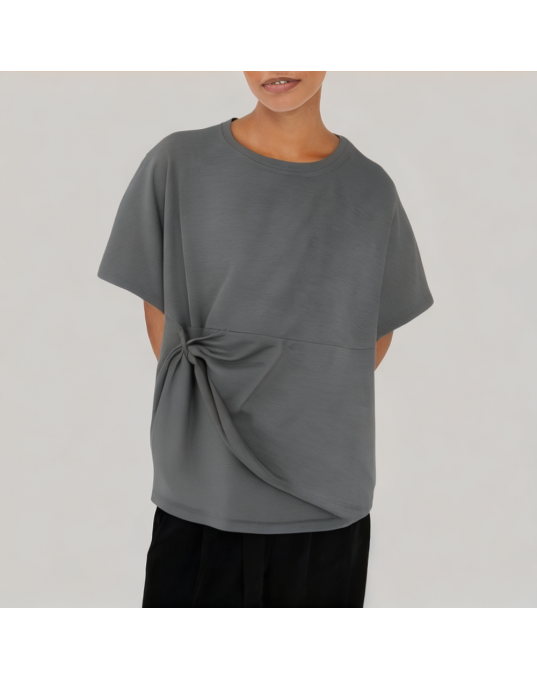 Irregular Round Neck Short Sleeved T Shirt