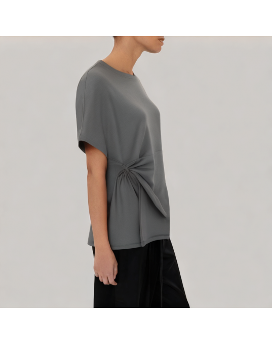 Irregular Round Neck Short Sleeved T Shirt