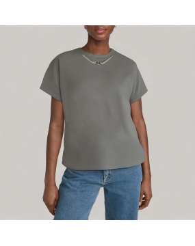 Irregular Hem Round Neck T Shirt 