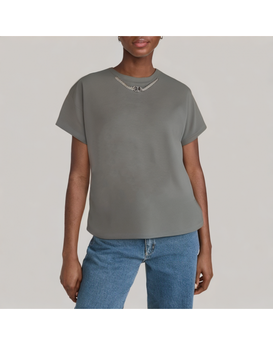 Irregular Hem Round Neck T Shirt 